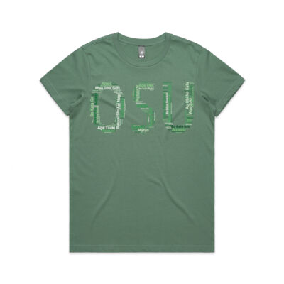 "OSU" Karate WordCloud T-Shirt - Green Edition (Women's Maple Tee) Thumbnail