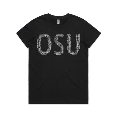 "OSU" Karate WordCloud T-Shirt - Dark Mode Edition (Women's Maple Tee) Thumbnail