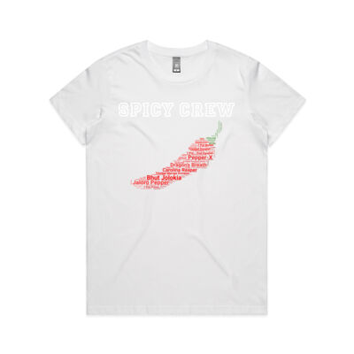 "Spicy Crew" Hot Chili WordCloud T-Shirt (Women's Maple Tee) Thumbnail