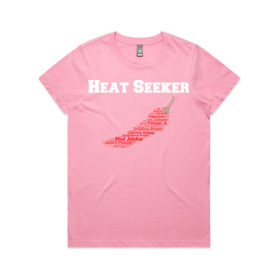 "Heat Seeker" Hot Chili WordCloud T-Shirt (Women's Maple Tee) Thumbnail