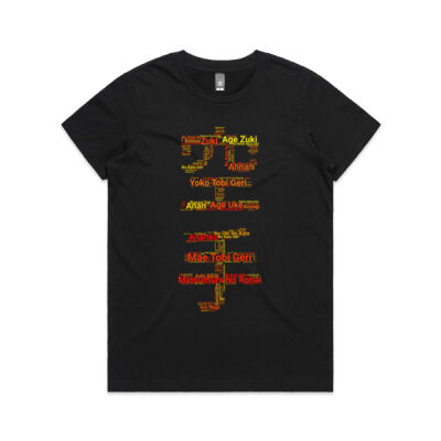 Karate Kanji WordCloud T-Shirt - Fire Edition (Women's Maple Tee) Thumbnail