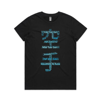 Karate Kanji WordCloud T-Shirt - Ice Edition (Women's Maple Tee) Thumbnail