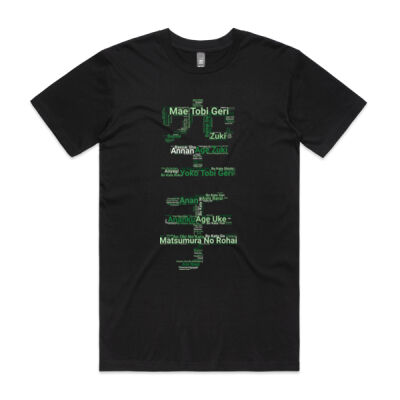 Karate Kanji WordCloud T-Shirt - Green Edition (Men's Staple Tee) Thumbnail