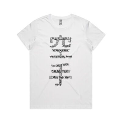 Karate Kanji WordCloud T-Shirt - Light Mode Edition (Women's Maple Tee) Thumbnail