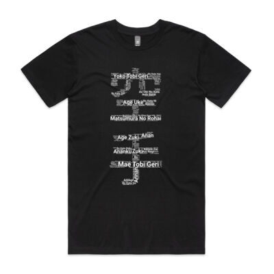 Karate Kanji WordCloud T-Shirt - Dark Mode Edition (Men's Staple Tee) Thumbnail