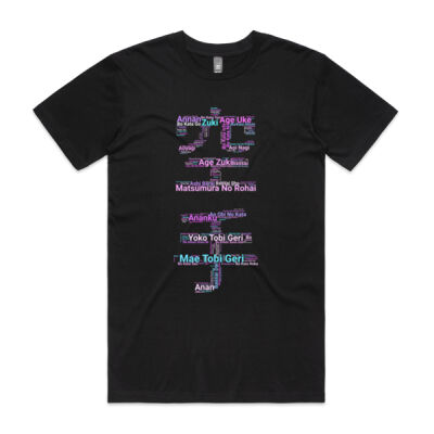 Karate Kanji WordCloud T-Shirt - Synthwave Edition (Men's Staple Tee) Thumbnail