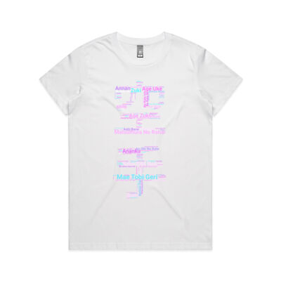 Karate Kanji WordCloud T-Shirt - Synthwave Edition (Women's Maple Tee) Thumbnail