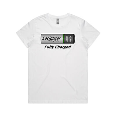 Socializer Extrovert Battery T-Shirt (Women's Maple Tee) Thumbnail